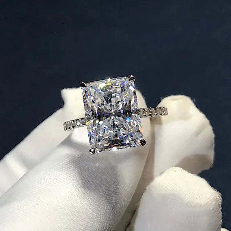 Luxury Radiant Cut 4ct Diamond cz 925 Sterling Silver Ring Luxlife Brands
