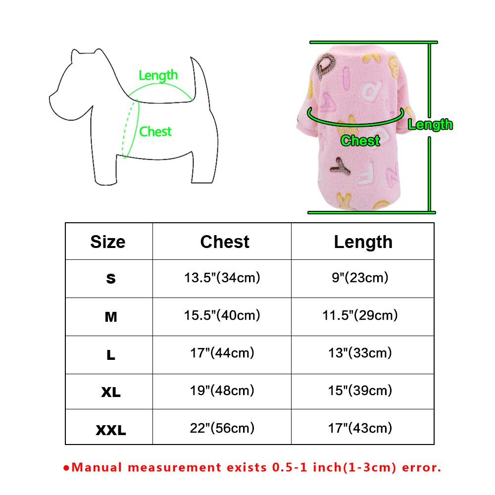 Chihuahua Puppy Clothes for Small Dogs Pink Fleece Soft Dog Clothing Outfit Pajamas Winter Pug Pet Clothes Blue S M L for Yorkie