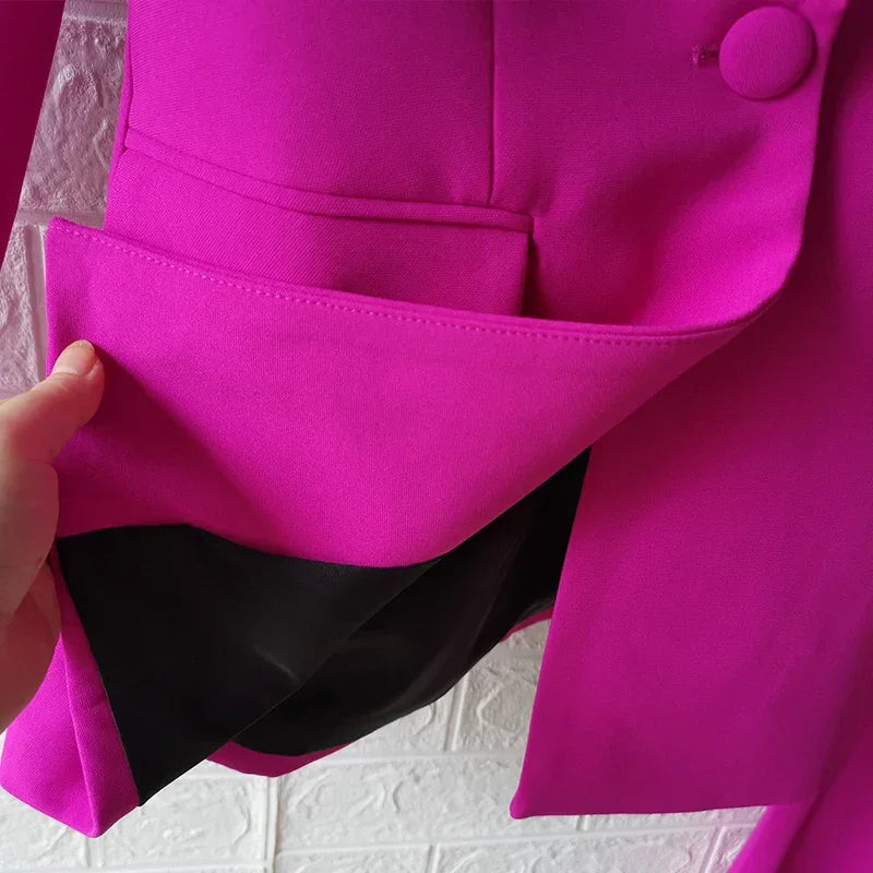 Single Button Flared Pants Blazer + Pants Suit Set