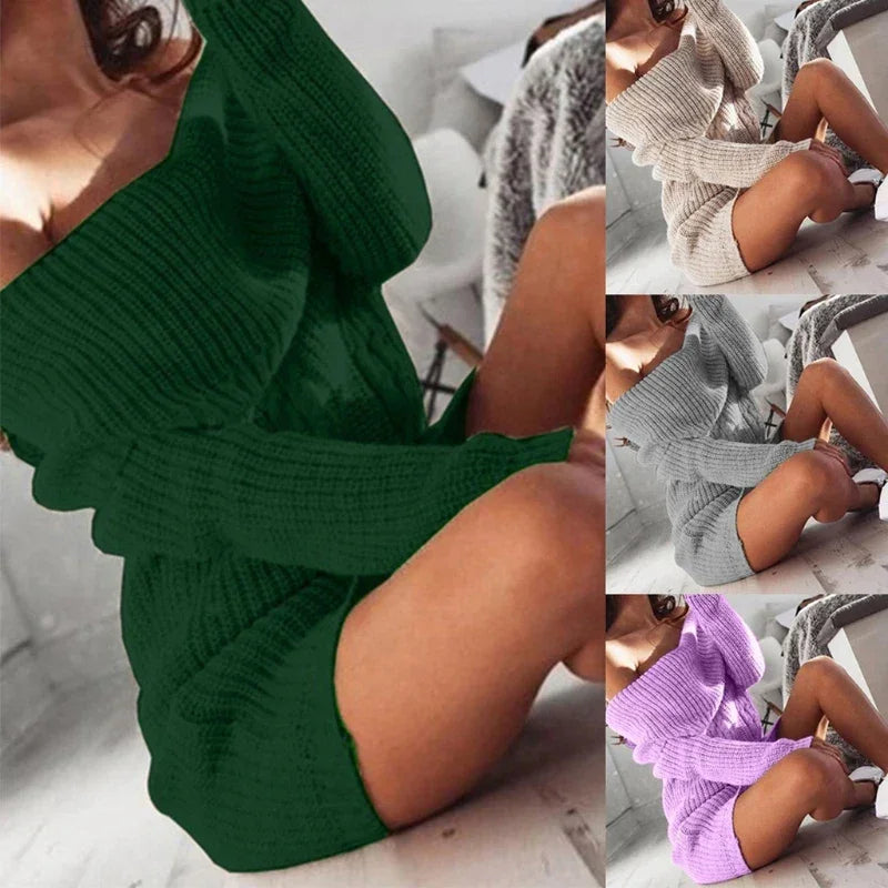 Lounger Knit Long Sleeve Sweater Dress LUXLIFE BRANDS