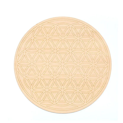 Chakra Flower of Life Natural Wood Coasters For Crystal Set