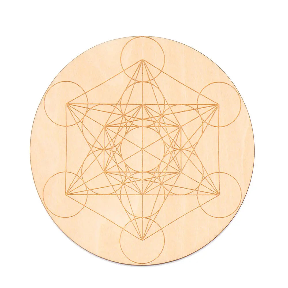 Chakra Flower of Life Natural Wood Coasters For Crystal Set