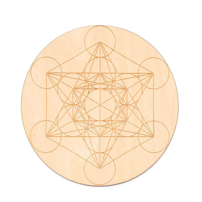 Chakra Flower of Life Natural Wood Coasters For Crystal Set