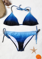 Anfilia Women's Bikini Set Gradient Swimwear Halter Swimsuit Side Bandage Bathing Suit Beachwear Sexy Bikini Luxlife Brands
