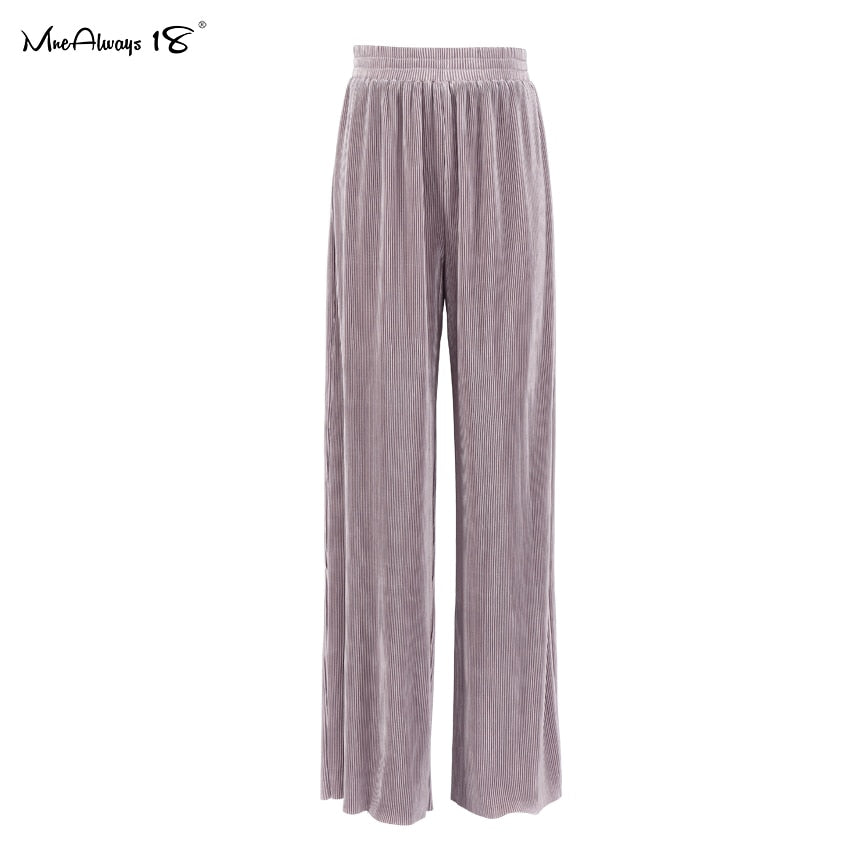 Mnealways18 Beige Pleated Wide Leg Pants Womens Pants Fashion 2023 Casual Loose Trousers Office Lady Elegant Long Palazzo Pants