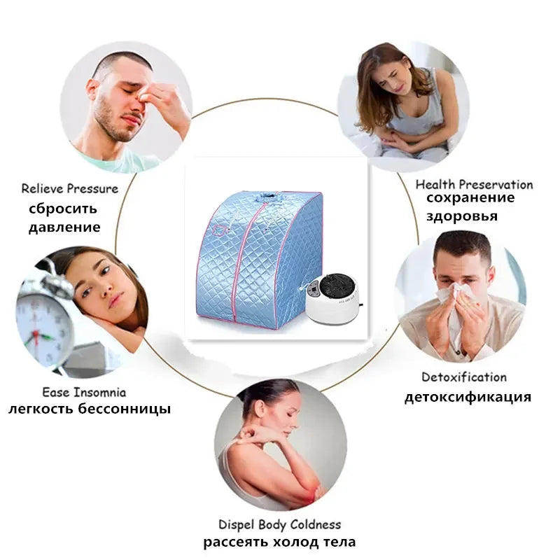 Portable Sauna Household Steam Room Beneficial Skin 2.0L Machine Slimming Bath SPA Health Simple Joint Steel Frame LUXLIFE BRANDS