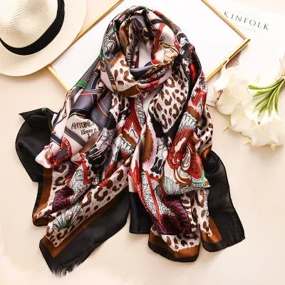 Luxury brand hijab summer women scarves soft long print silk scarves lady shawl and wrap 2022 pashmina bandana beach stoles