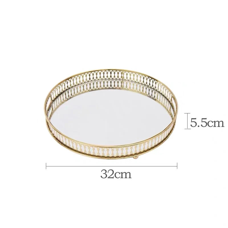 Elegant Mirror and Metalic Decor Tray