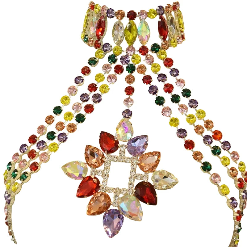 Glass Rhinestone Crystal Choker Body Jewelry