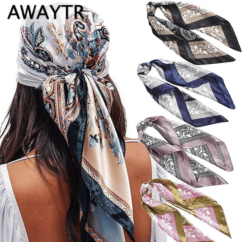 AWAYTR Fashion Head Scarf Leopard Print Satin  Hair Bands for Girls Women Headband Scarfs Body Glitter Turban Bandanas Headwear LUXLIFE BRANDS