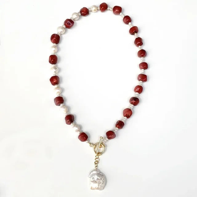 Boho Fashion Gold-Color Shell Necklace Natural Pearl Handmade Beautiful Necklace Women Baroque Jewelry Charm Statement Best Gift