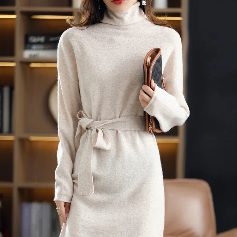 Cashmere long-sleeved knit sweater dress LUXLIFE BRANDS