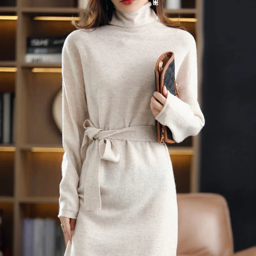 Cashmere long-sleeved knit sweater dress LUXLIFE BRANDS