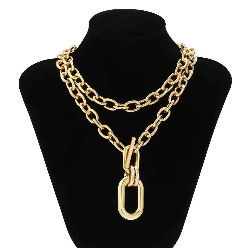 Exaggerated CCB Big Choker Necklace for Women Girl Hiphop Chunky Chain OT Buckle Necklace on the Neck Party Jewelry Gift 2022 LUXLIFE BRANDS