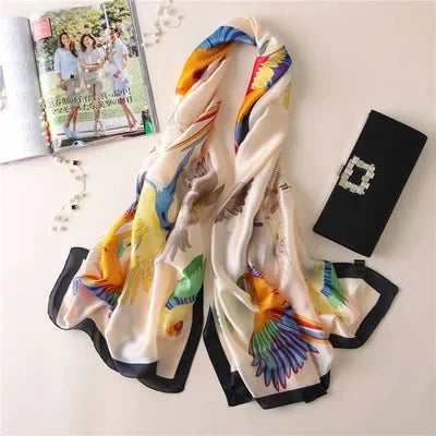 Luxury brand hijab summer women scarves soft long print silk scarves lady shawl and wrap 2022 pashmina bandana beach stoles