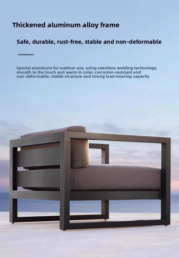 Modern Luxury Aluminum Alloy Leisure Sofa Set Waterproof Sunshade for Outdoor Patio Garden Terrace Sunroom Living Room Luxlife Brands