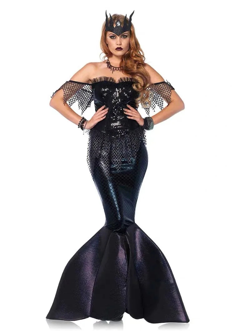 Sexy Beach Mermaid Dress Halloween Cosplay Costume Stage Carnival Party  Adult Suit Women Fantasy Sequins Suit