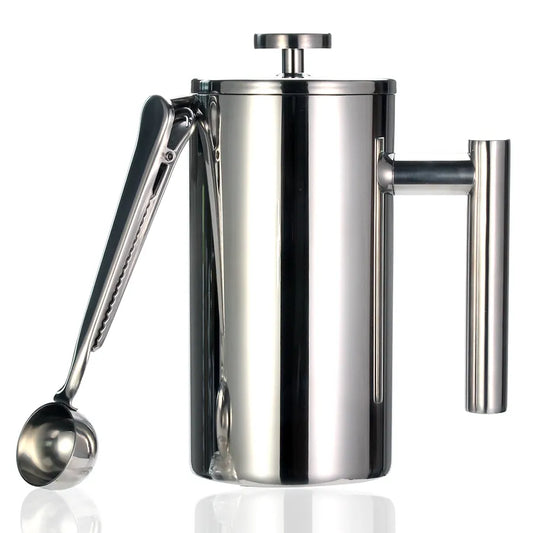 Best French Press Coffee Maker - Double Wall 304 Stainless Steel - Keeps Brewed Coffee or Tea Hot-3 size with sealing clip/Spoon LUXLIFE BRANDS