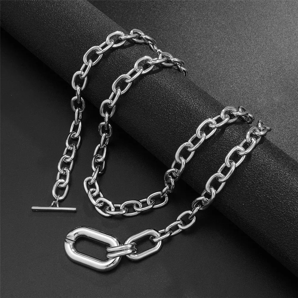Exaggerated CCB Big Choker Necklace for Women Girl Hiphop Chunky Chain OT Buckle Necklace on the Neck Party Jewelry Gift 2022 LUXLIFE BRANDS