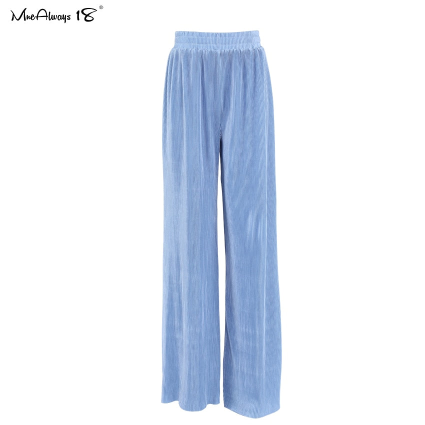 Mnealways18 Beige Pleated Wide Leg Pants Womens Pants Fashion 2023 Casual Loose Trousers Office Lady Elegant Long Palazzo Pants
