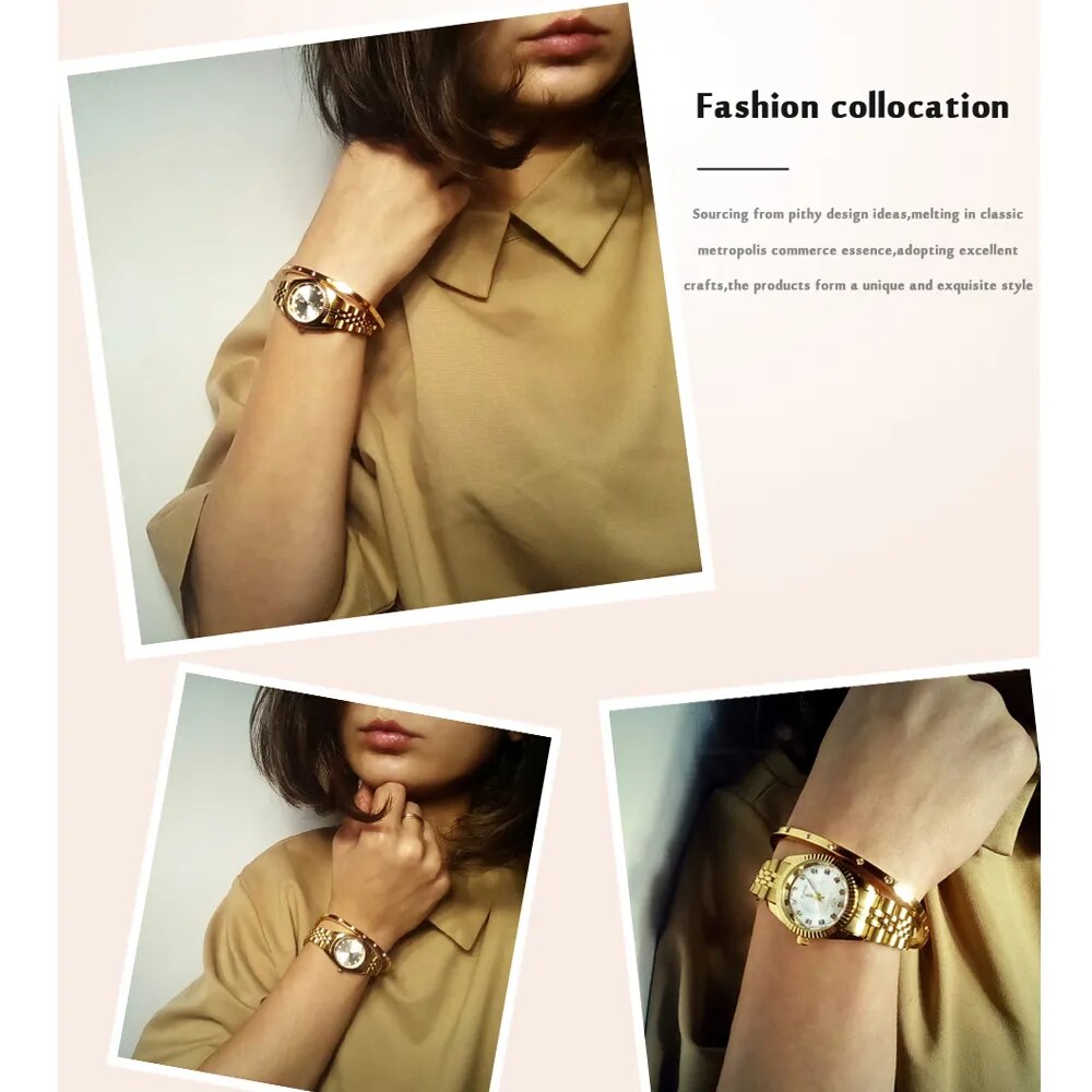 CHENXI Luxury Women Watches Ladies Fashion Quartz Watch For Women Golden Stainless Steel Wristwatches Casual Female Clock xfcs LUXLIFE BRANDS