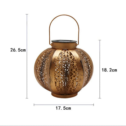 LED Solar Lantern Light Hollow Wrought Iron Projection Light Hanging Lamps Outdoor Waterproof Yard Garden Art Decoration