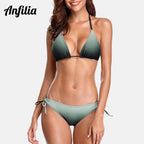Anfilia Women's Bikini Set Gradient Swimwear Halter Swimsuit Side Bandage Bathing Suit Beachwear Sexy Bikini Luxlife Brands