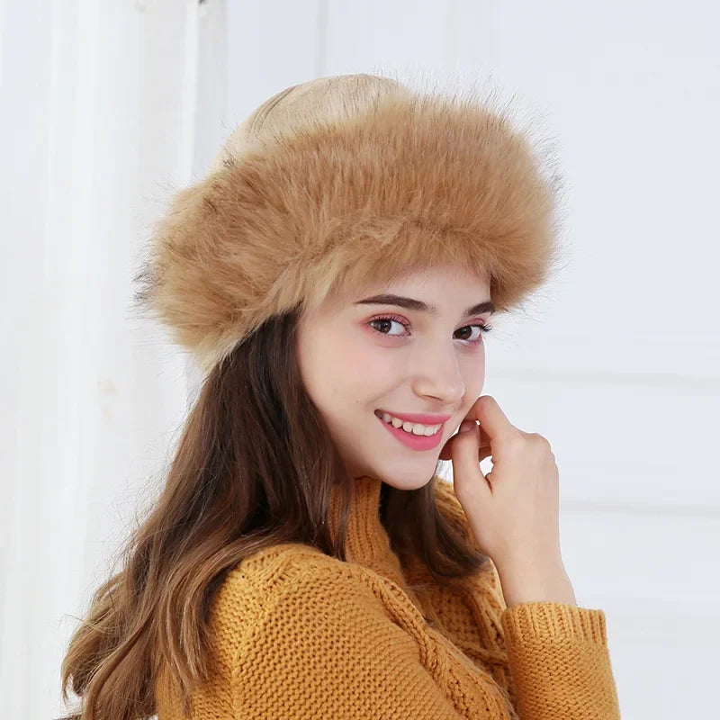 New Thick Warm Russian Hat Ladies Suede Bomber Hat Windproof Women Fur Hat Female Mongolia Cap Women Fox Fur Skullies Beanies LUXLIFE BRANDS