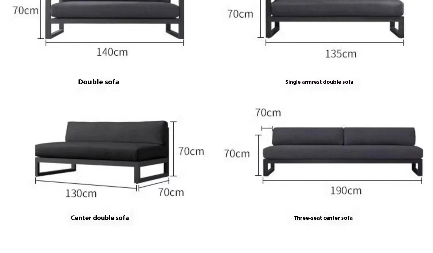 Modern Luxury Aluminum Alloy Leisure Sofa Set Waterproof Sunshade for Outdoor Patio Garden Terrace Sunroom Living Room Luxlife Brands