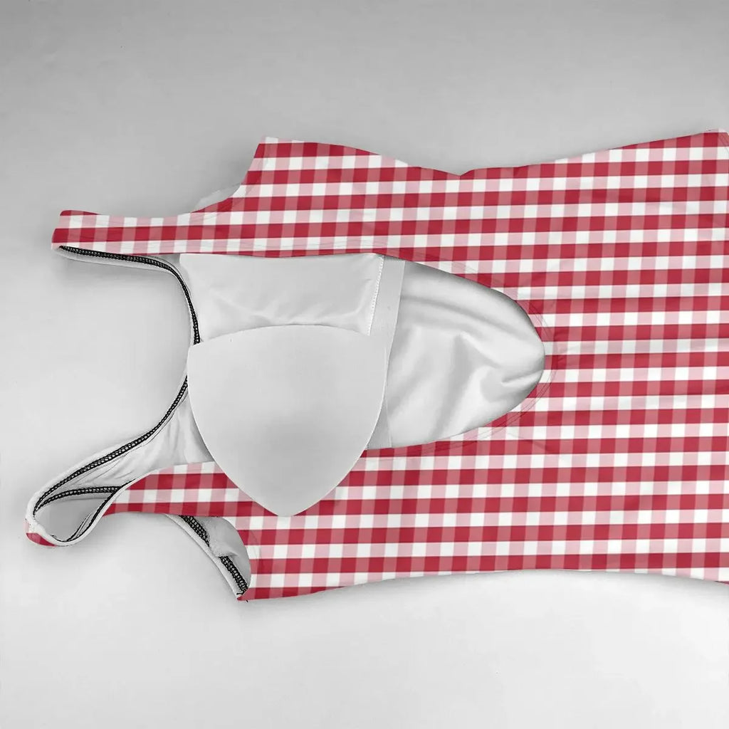 Red & White Gingham Check Monokini