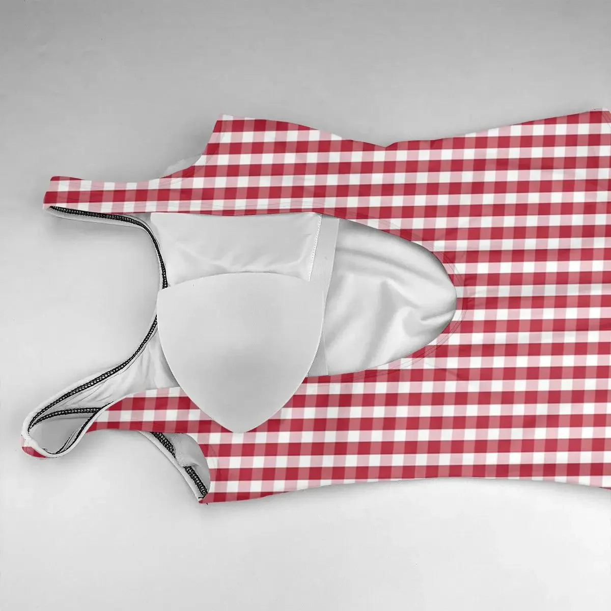 Red & White Gingham Check Monokini LUXLIFE BRANDS
