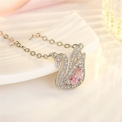 Rose Swan Crystal Zircon Necklace