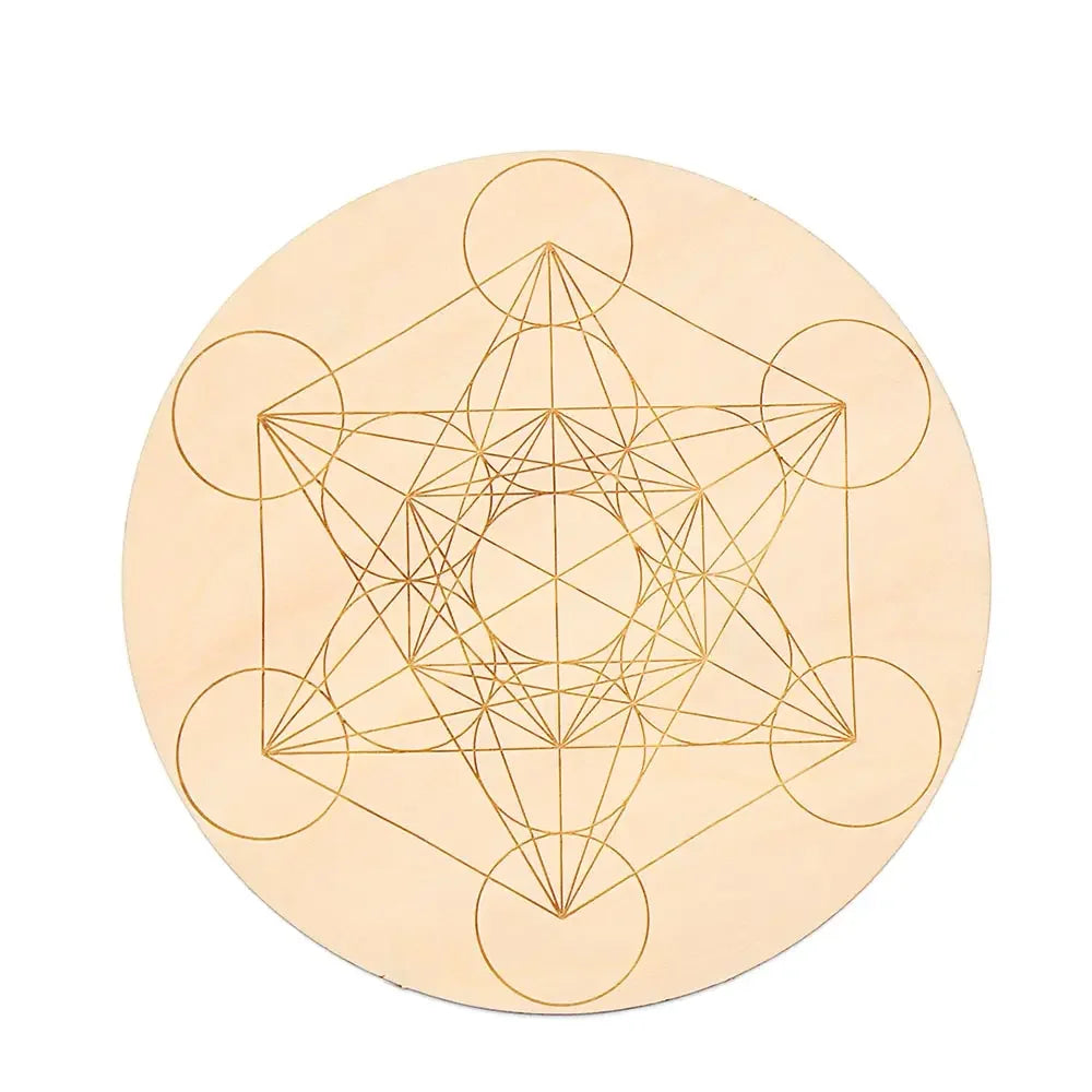 Chakra Flower of Life Natural Wood Coasters For Crystal Set Luxlife Brands