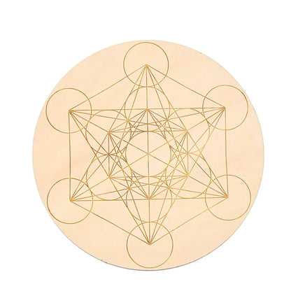 Chakra Flower of Life Natural Wood Coasters For Crystal Set