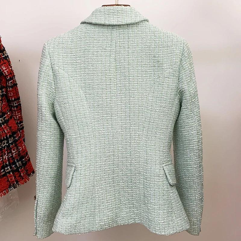 Lux Designer Tweed Blazer In Mint Green LUXLIFE BRANDS