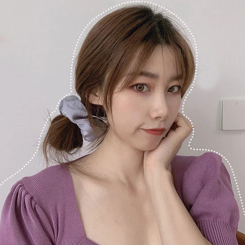 Women Silk Scrunchie Elastic Handmade Multicolor Hair Band Ponytail Holder Headband Hair Accessories 1PC Satin Silk Solid Color LUXLIFE BRANDS