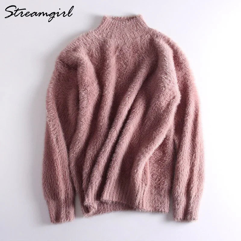 Thick Winter Sweater Women Warm White Turtleneck Fluffy Women's Jumper Winter Pull Sweaters For Women Knitted Sweater Woman 2021 LUXLIFE BRANDS