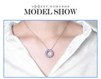 ATTAGEMS Created Blue Sapphire Solid 925 Sterling Silver Halo Pendant Necklace For Women Christmas Engagement Wedding Party Gift Luxlife Brands