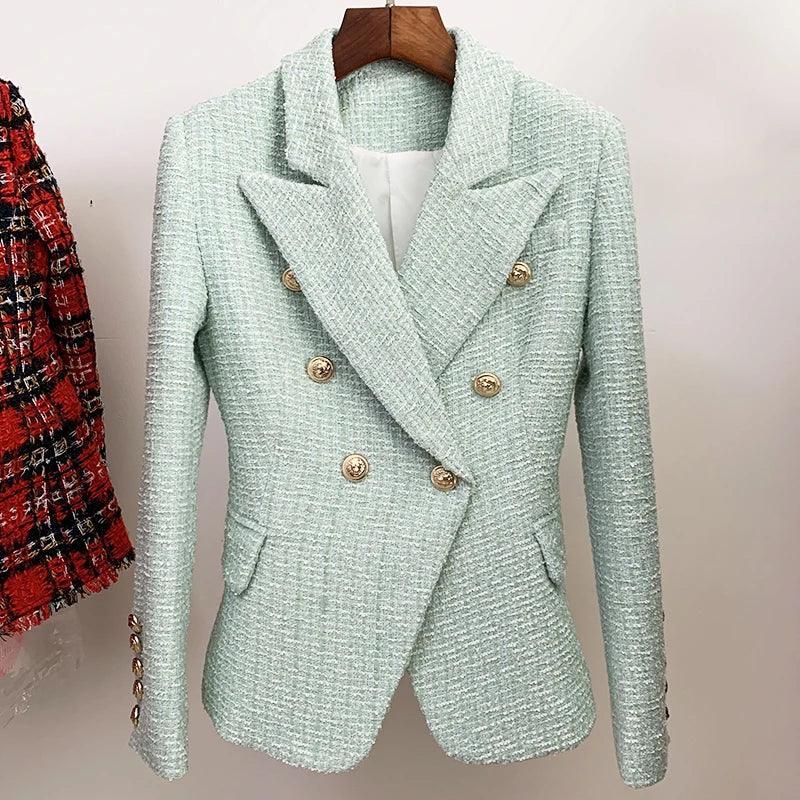 Lux Designer Tweed Blazer In Mint Green LUXLIFE BRANDS