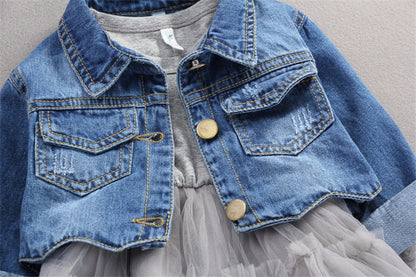 LuxBaby Princess Denim Jacket + Dress 2Pc Set