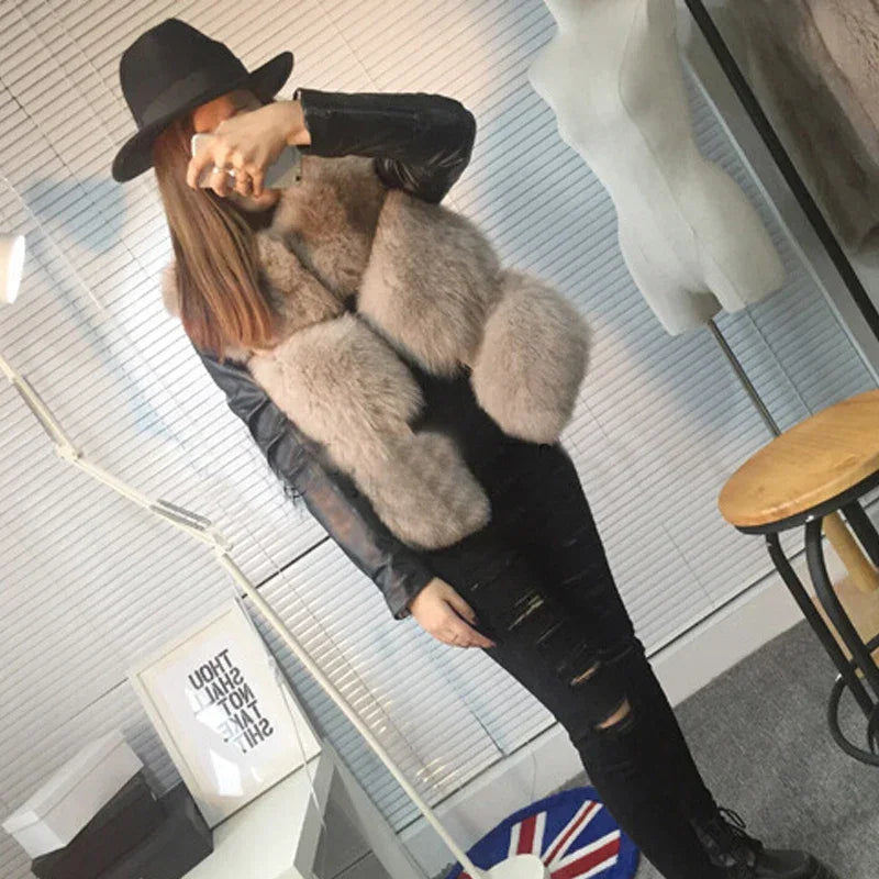 Naiveroo Fashion Autumn Winter Coat Thick Warm Women Faux Fox Fur Vest High-Grade Jacket Colete Feminino Plus Size 3XL LUXLIFE BRANDS