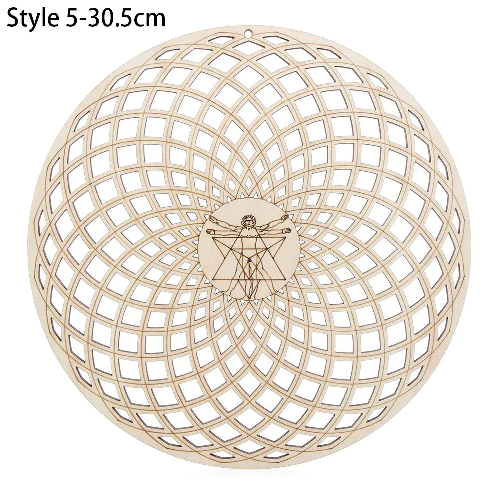 Chakra Flower of Life Natural Wood Coasters For Crystal Set Luxlife Brands