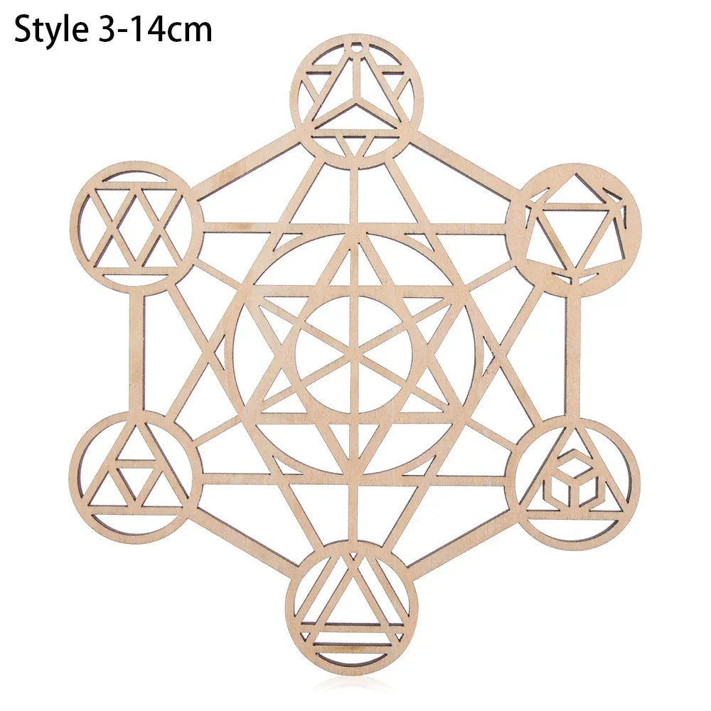 Chakra Flower of Life Natural Wood Coasters For Crystal Set Luxlife Brands