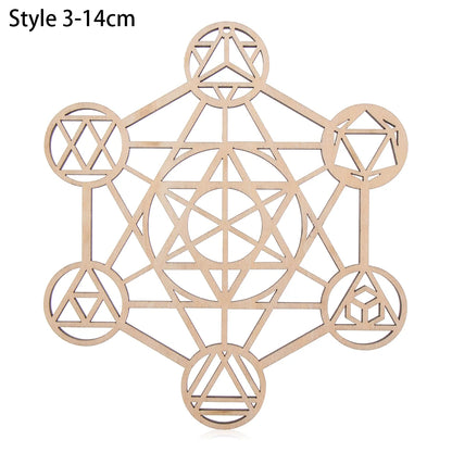 Chakra Flower of Life Natural Wood Coasters For Crystal Set