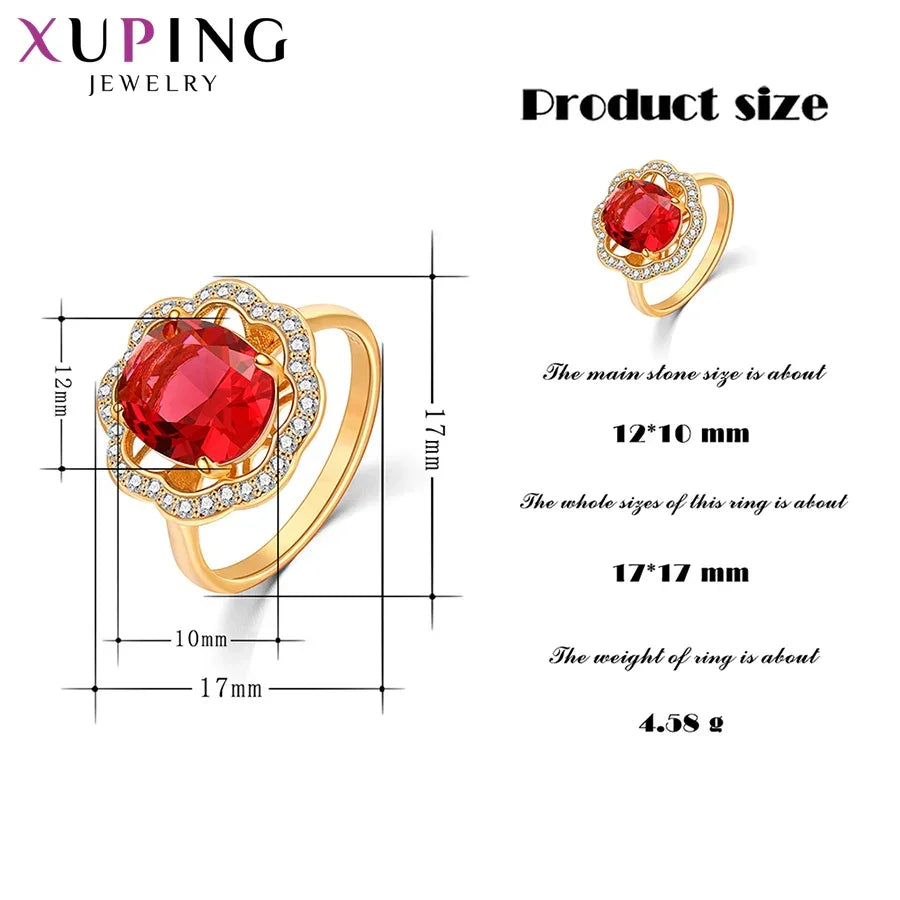 Xuping Jewelry Fashion Simple Multicolor Stone Promotion Gold Plated Charm Ring for Women Girl Rings  13147