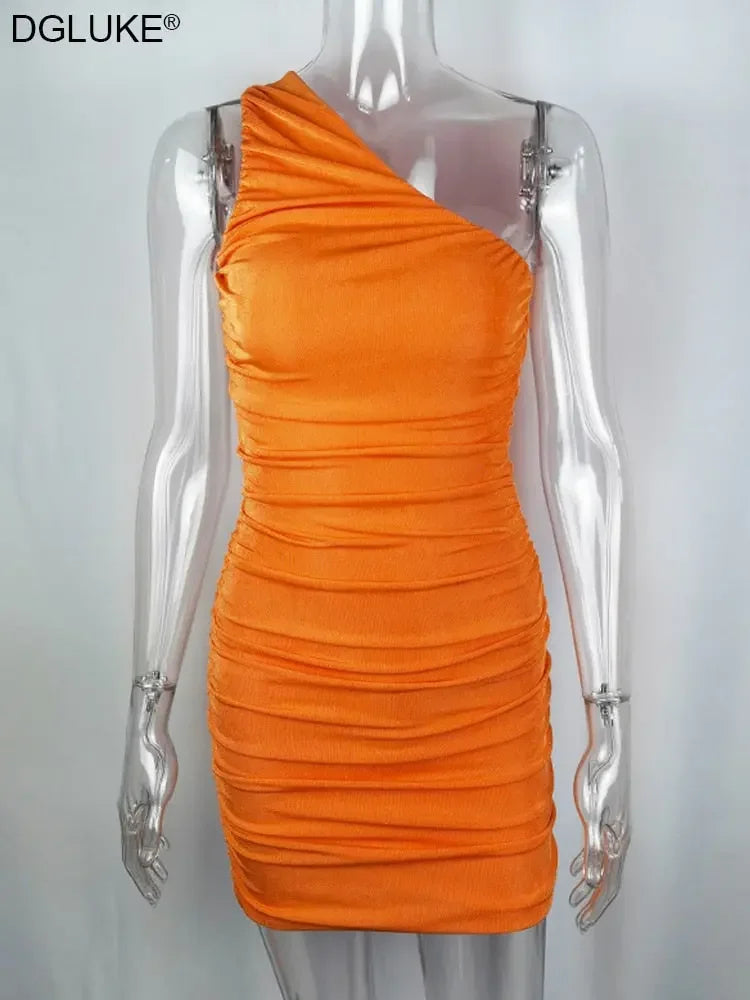 One Shoulder Bodycon Mini Dress Summer Elegant Party Dresses For Women 2023 Ruched Backless Short Prom Evening Dress White Black