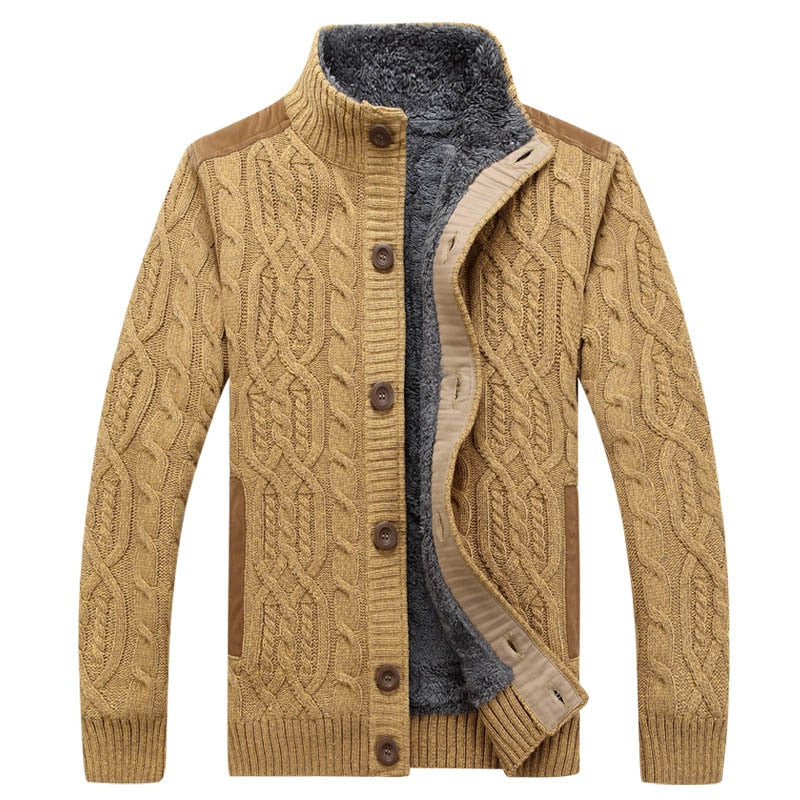 Men's Sweaters Winter Warm Thick Velvet Sweatercoat Single-breasted Cardigan Men Casual Sweaters Pattern Knitwear size 3XL