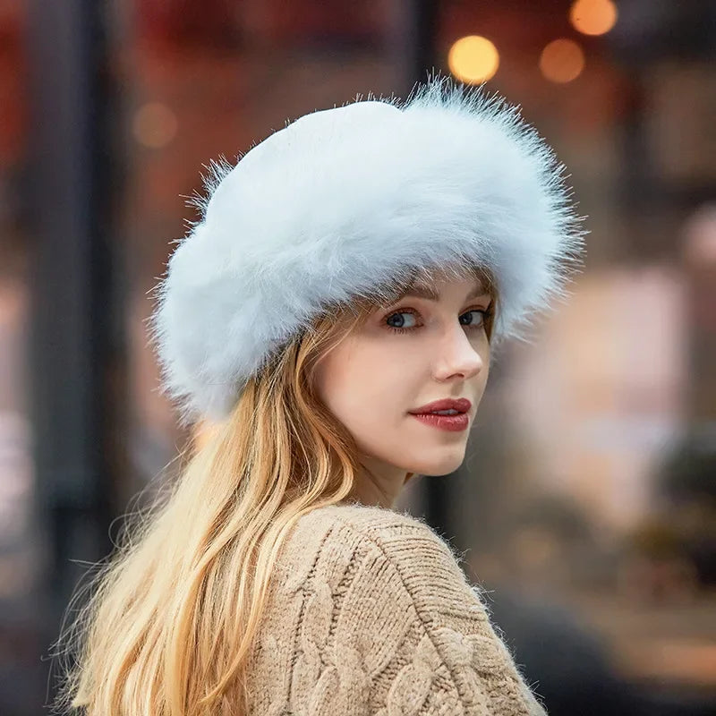 New Thick Warm Russian Hat Ladies Suede Bomber Hat Windproof Women Fur Hat Female Mongolia Cap Women Fox Fur Skullies Beanies LUXLIFE BRANDS