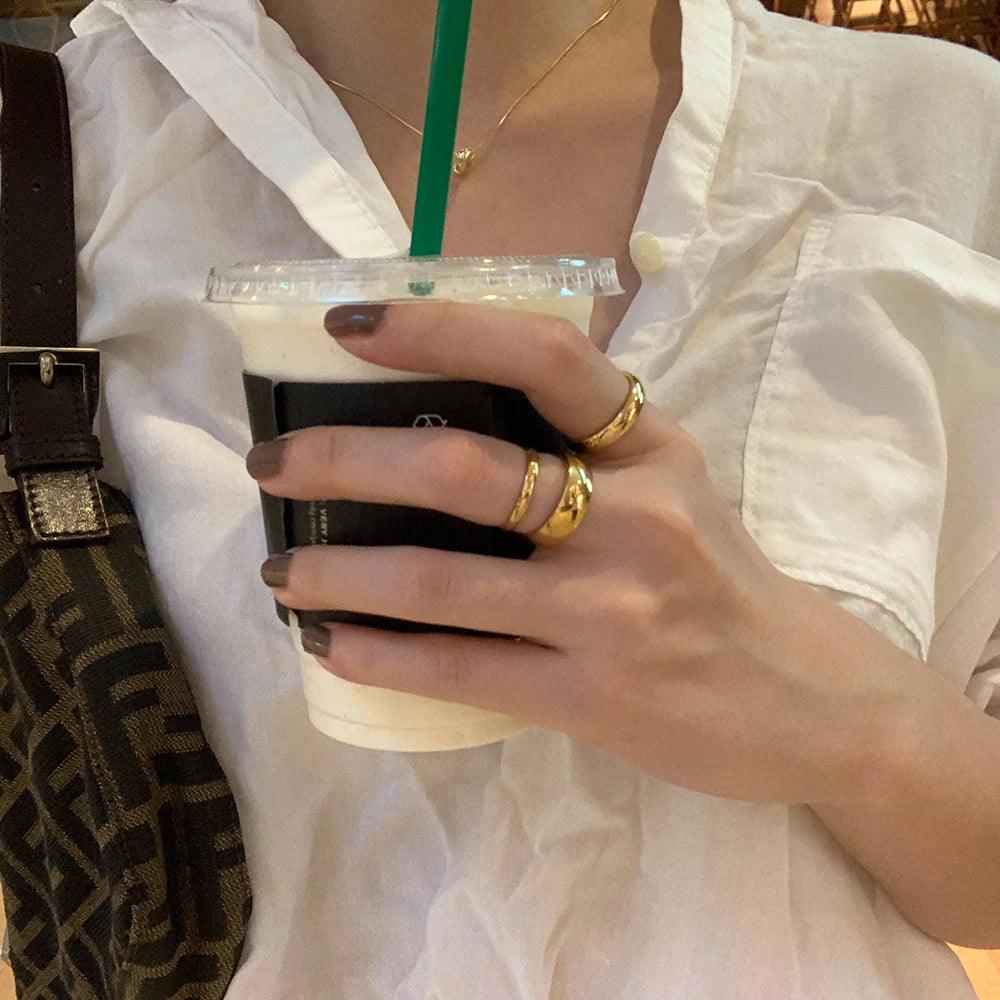 E.B.belle Tarnish Free 2mm 4mm 6mm Stainless Steel 18K Gold Plated Silver Color Knuckle Ring For Lady Minimalist Rings For Women