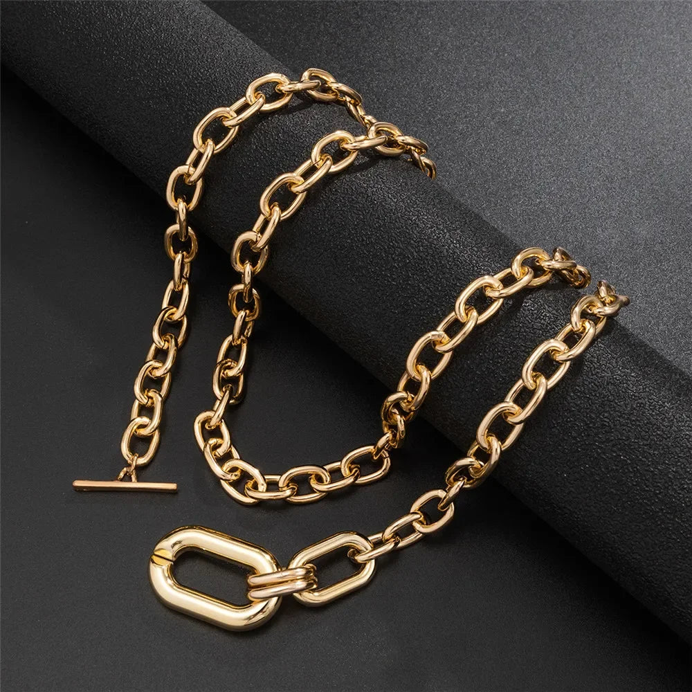 Exaggerated CCB Big Choker Necklace for Women Girl Hiphop Chunky Chain OT Buckle Necklace on the Neck Party Jewelry Gift 2022 LUXLIFE BRANDS